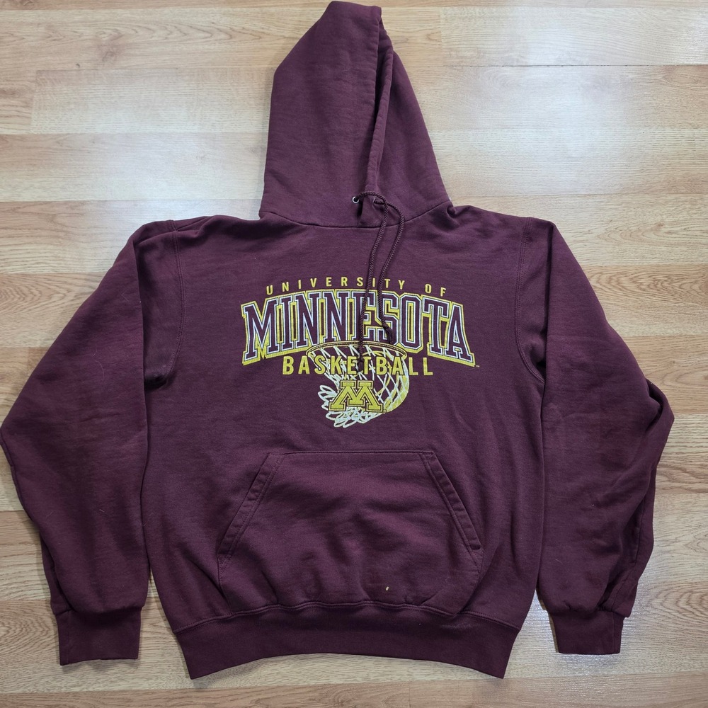 Champion Hoodie Men Small University of Minnesota Basketball Maroon Y2k College